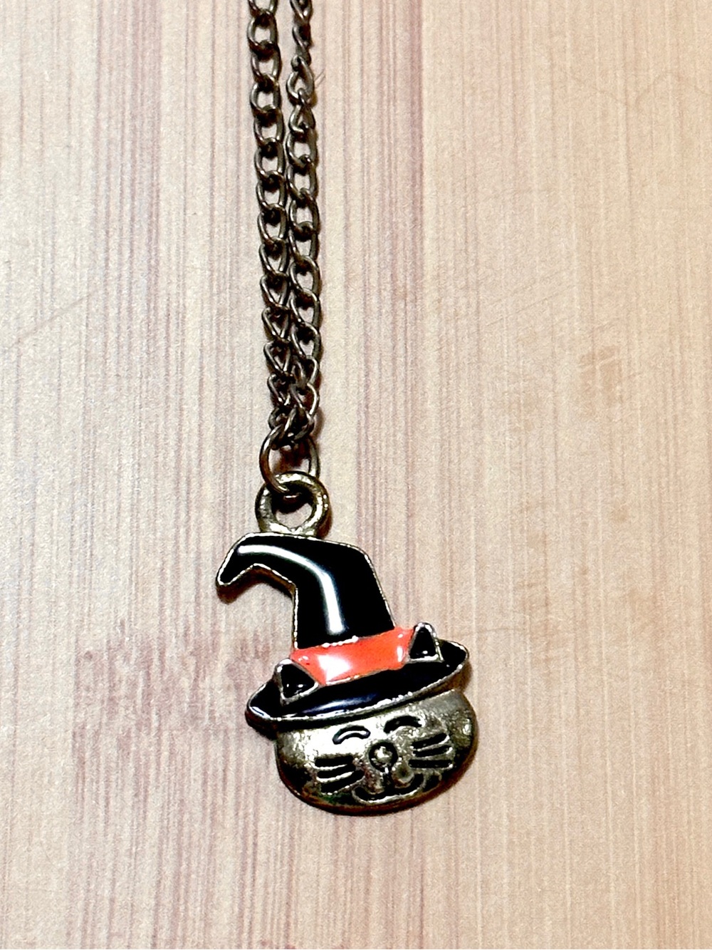 Fall/autumn Kitty With Festive Hat Halloween Pendant Necklace